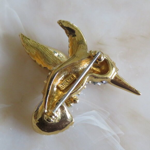 Signed Butler HUMMINGBIRD & Rhinestones Brooch (K725) - Picture 4 of 5
